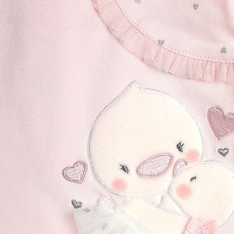 Girls Light Pink Knitted Leg Opening Babysuit image number null
